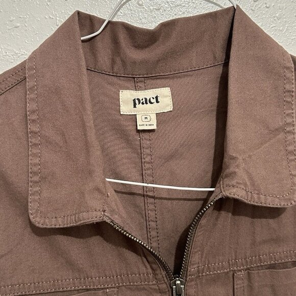 Pact Womens M Light Brown Zip Front Utility Jumpsuit Organic Cotton - Picture 3 of 10